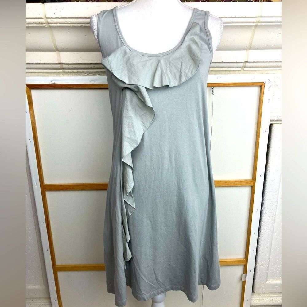Lilla P. Beautiful gray dress Pima cotton, modal, spandex w/origami like ruffle